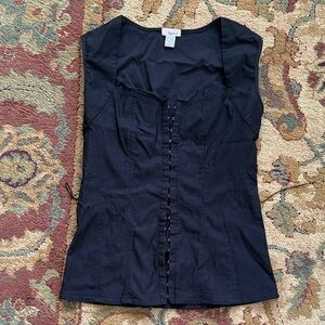 Women’s Lipstick Black Sleeveless Top Clasp Front Size Medium